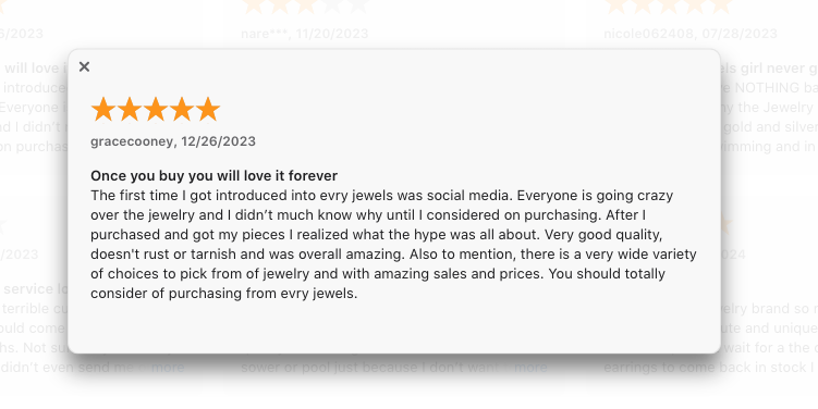 evry jewels positive reviews